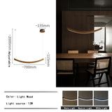 2026 Wood Arch Modern Long Pendant Light - Minimalist LED Dining Table Chandelier