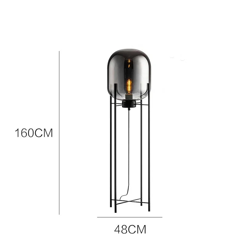 Nordic Minimalist Smoke Gray Glass Led Floor Lamp Designer Bedroom Bedside Table Light High-end Living Room Decoration Lighting