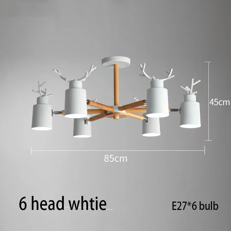 Log chandelier living room bedroom ceiling pendant light fixtures kitchen ceiling lighting deer design e27 light