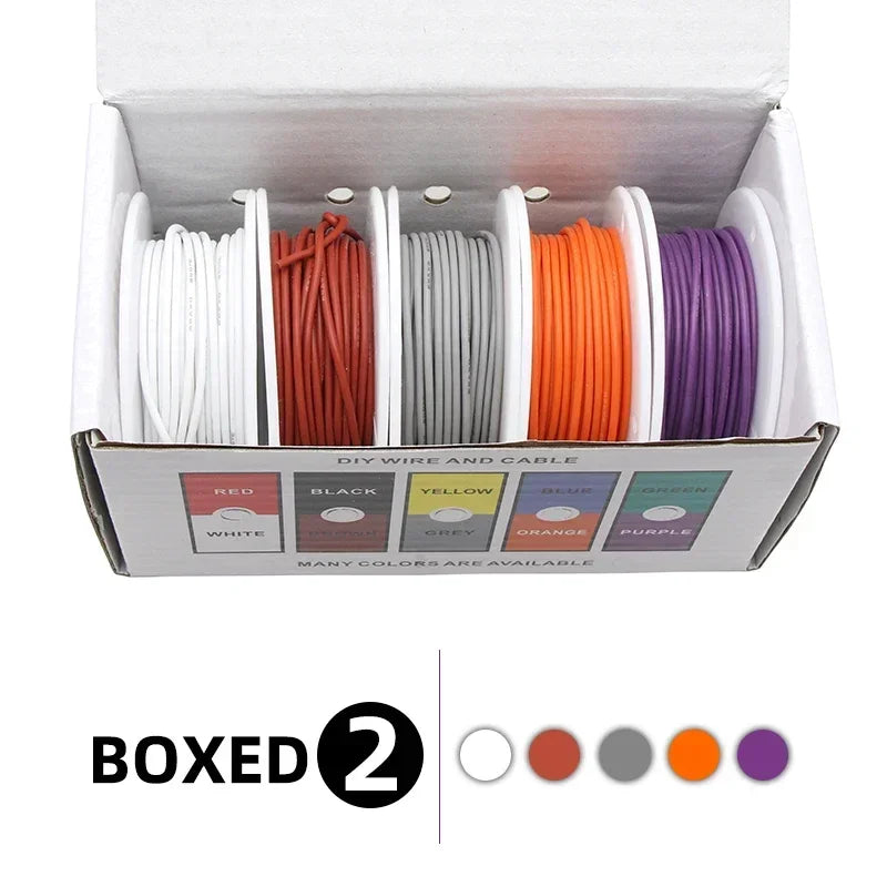 Heat Resistant Flexible Silicone Wire 5 Colors Mix Kit - 30/28/26/24/22/20/18/16AWG Stranded Cable Electrical Tinned Copper Wires