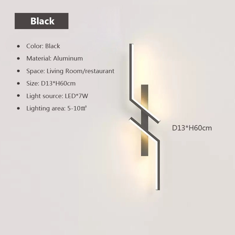 Modern LED Wall Lamp Long Bar Scone Home Decor Living Room Bedroom Minimalist Wall Light Bedside Background Interior Lighting