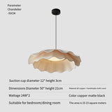 Korean Style Modern Art Decor Fabric LED Chandelier - Contemporary Textile Ceiling Pendant Light Fixture for Living Room, Bedroom & Dining Room