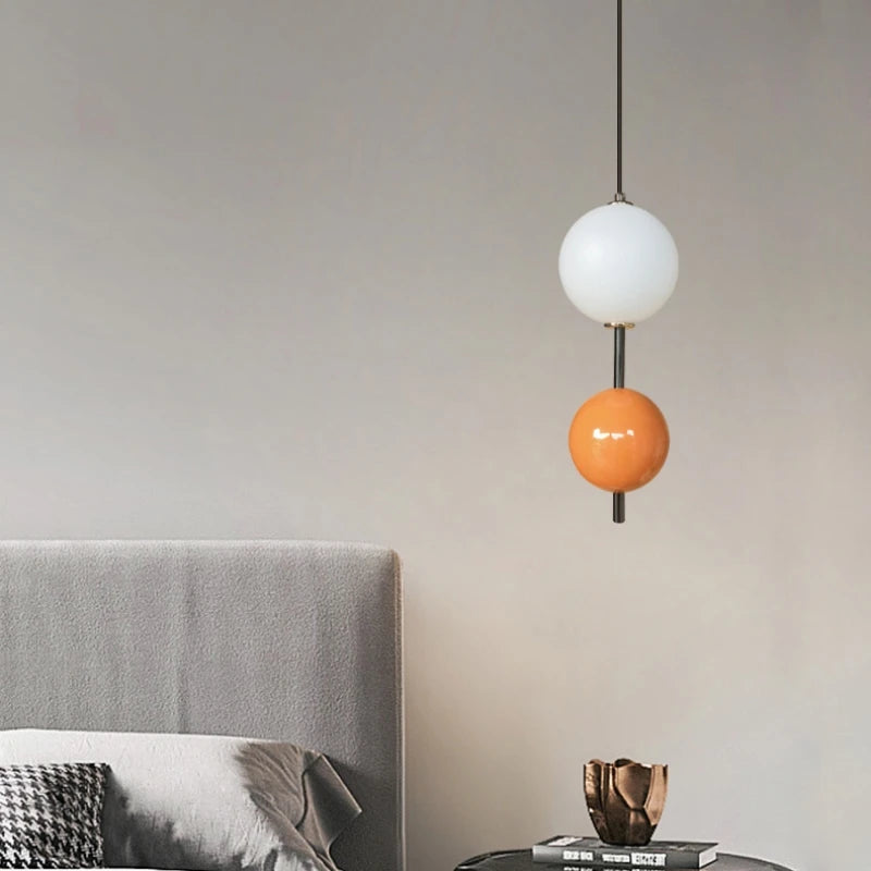 Colorful Ball LED Pendant Light White Glass Ball For Bedroom Dining Room Kitchen Hanging Lamp 4000K Wire Adjustable