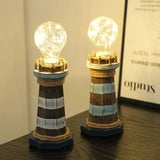 Mediterranean style wooden lighthouse ornament creative retro desktop decoration luminous home decoration gift giving decoration