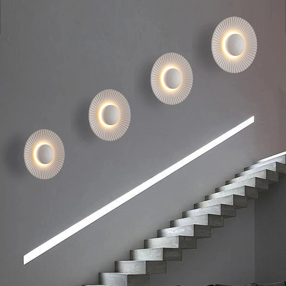Creative Modern LED Wall Lamp Sconces Disc-shaped Metal Hotel Restaurant Bedroom Corridor Decoration Wall Light Indoor Lighting