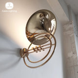 Caren Lighting Wall Light Vienna Horn Inspired Decorative Lighting Fixture 6 Valve Buttons Gold Chrome LED Premium Polished