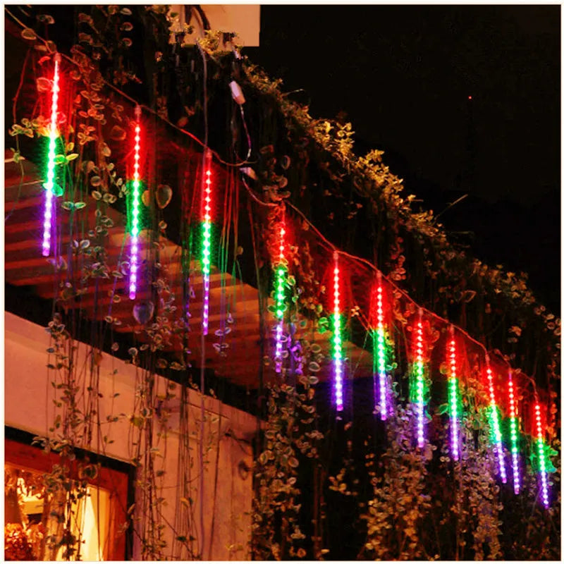 Meteor Shower Rain LED Fairy String Lights Festoon Street Garland Christmas Decorations for Home Outdoor Wedding New Year Decors