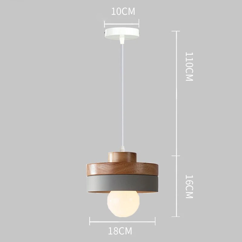 Nordic LED Wooden Pendant Light Iron 18CM Square Living Room Hanging Fixture For Bedroom Dining Room Study Home Decor Luminaires