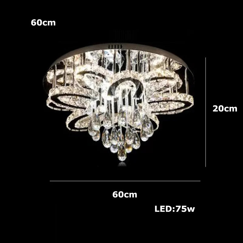 High-end Luxury LED Chandelier Living Room Restaurant Bedroom Hotel Villa Remote Control Crystal Pendant Lamp Home Decor Light