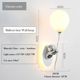 Pink Balloon Bear Wall Lamps Cute Children's Room Lamp Modern Warm Princess Room Nursery Girl Boy Bedroom Bedside Wall Lights