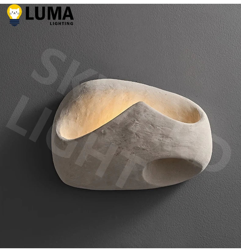 Wabi Sabi Style Cement Wall Lamp, Japanese Style Creative Wall Light for Art Hotel Livingroom Background Bedroom LED Lighting