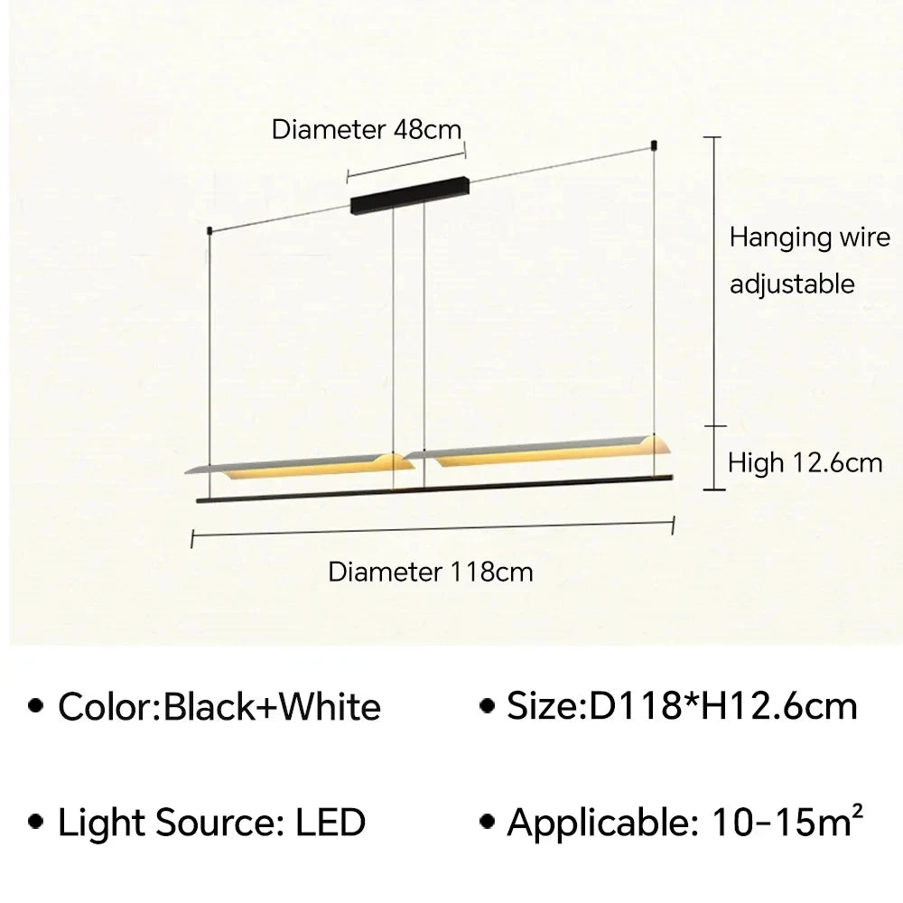 Nordic Minimalist LED Linear Pendant Light - Modern Industrial Hanging Chandelier for Dining Room, Kitchen Island, Bar & Office