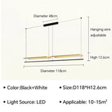 Nordic Minimalist LED Linear Pendant Light - Modern Industrial Hanging Chandelier for Dining Room, Kitchen Island, Bar & Office