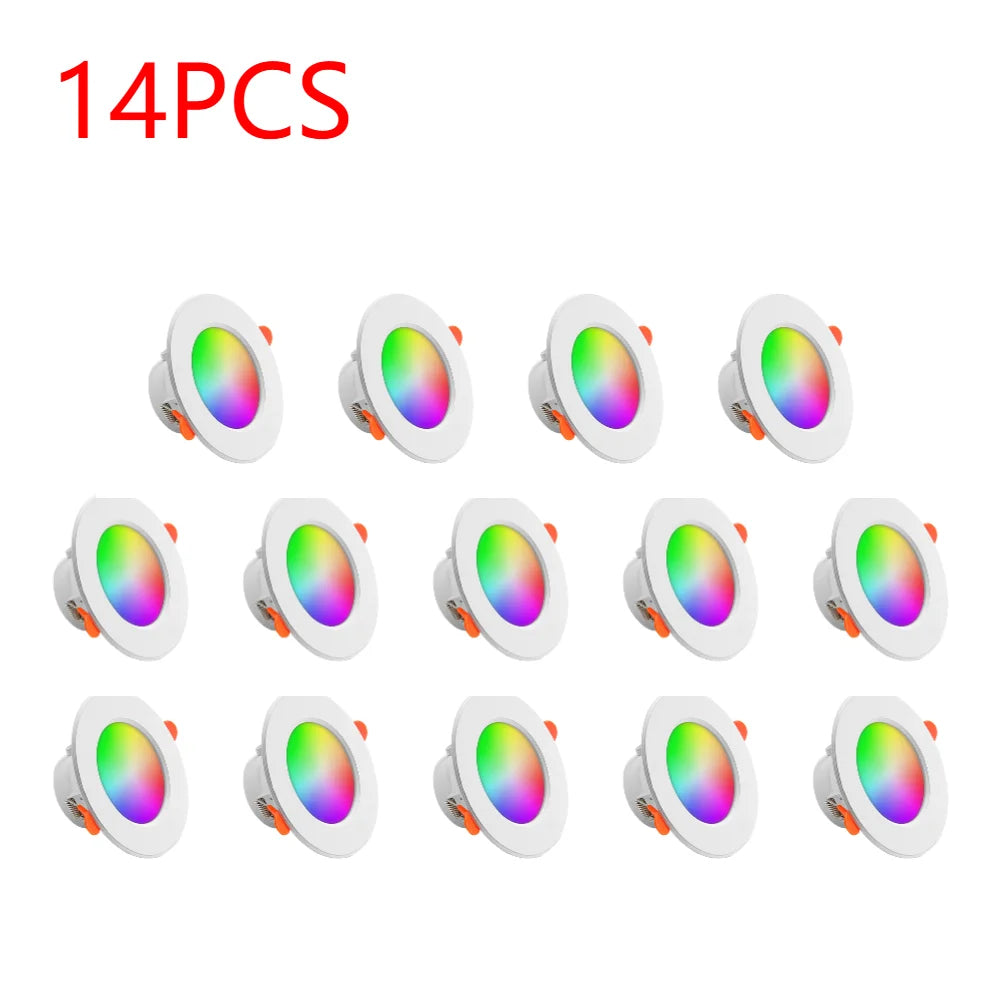 Tuya Smart LED Downlight LED Ceiling Recessed Down Light Dimmable Spot Lamp 10W RGB +CW+WW Changeable LED Downlight