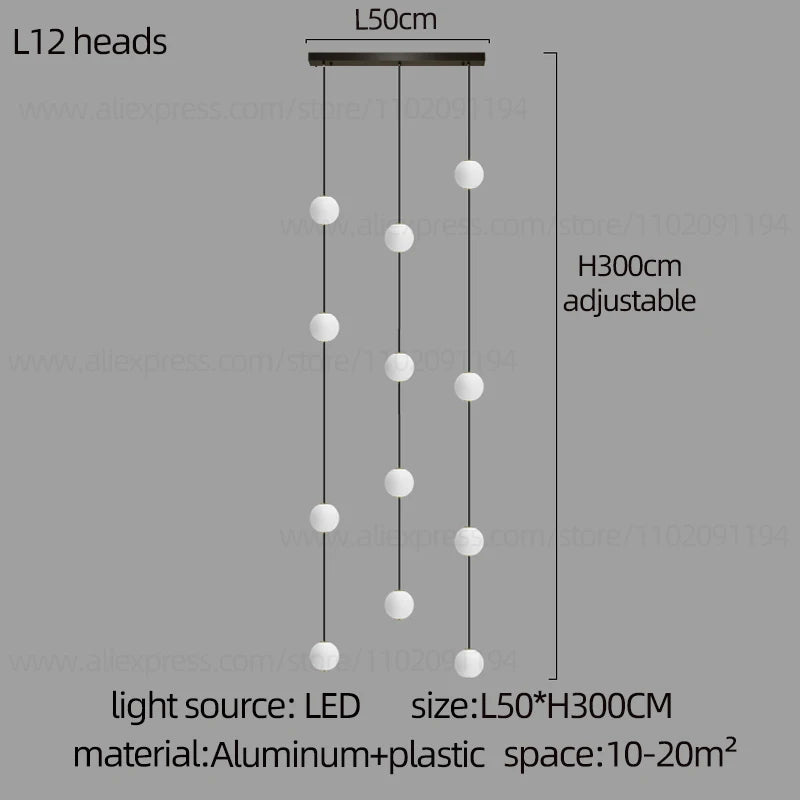 LED Minimalist Style Chandelier Hanging Stairs Pendent Lamp Designer Living Room Kitchen Bedroom Pendant Light Indoor Lighting