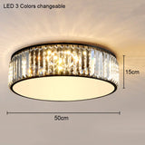 Modern Geometric Crystal Ceiling Light - Round & Square LED Lamp for Bedroom