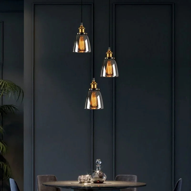 Clear Gray Amber Colour Vintage Pendant Lights Dining Glass Hanging Lamp Russia Loft Luminaire Modern Bedroom Light Fixture