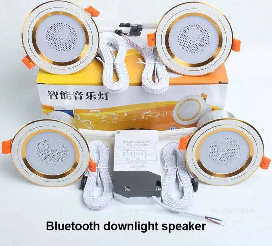LED Smart Music Lamp Intelligent Background Music Light Ceiling Speakers With Adjusted Lights Smart Bluetooth Downlight Speaker