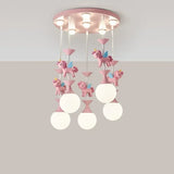 Children's Room Bedroom Pendant Light Eye Protection Cartoon LED Carousel Creative Pink Decoration Room Pendant Light