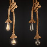 Vintage Industrial Hemp Rope Pendant Light (1m / 2m / 3m / 4m) - Single & Double Head Retro Loft Hanging Lamp Fixture for Edison Bulbs