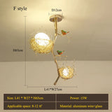 Modern Led Living Dining Room Kitchen Chandeliers Gold Bird Nest Egg Glass Ball Pendant Light Bedroom Loft Ceiling Hanging Lamp