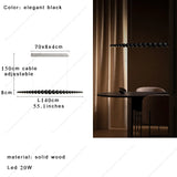 2026 Oriental Solid Wood Carving Chandelier - Long LED Dining Room Light