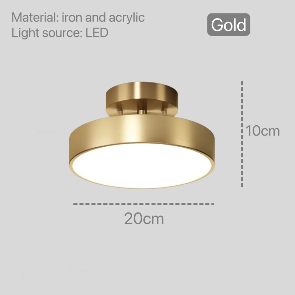 Modern Gold Led Ceiling Lights for Bedroom Hallway Corridor Balcony Round Decoration Lamp Lighting Chandelier Nordic Indoor