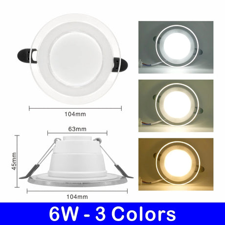 10pcs/lot LED Downlight 6W LED Lamp 220V Spotlight Recessed Round Panel Light 3 Colors Changeable Indoor Lighting Down light