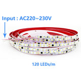 AC220V 230V 5M 600 LED Strip 2835 120LEDs/m Home Lamp Strip Red Ice Blue Green Yellow Pink Flexible And Cuttable Soft Lamp Bar