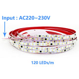 AC220V 230V 5M 600 LED Strip 2835 120LEDs/m Home Lamp Strip Red Ice Blue Green Yellow Pink Flexible And Cuttable Soft Lamp Bar