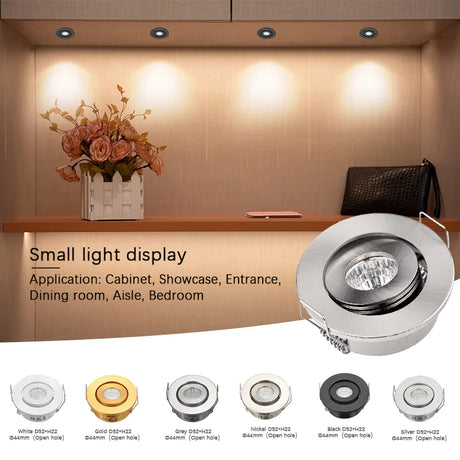  52mm 2 inch 3W LED Ceiling Spot Lights Recessed COB Mini LED Downlights DC12/24V Indoor Cabinet Lamp