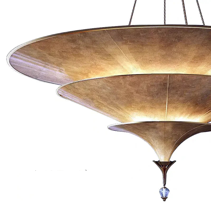 Southeast Asian Thai Umbrella Pendant Light Wabi Sabi Style for Restaurant Hotel Exhibition Hall Decorative Lighting Fixtures