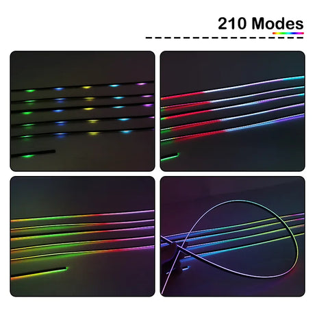 Car's atmosphere with 18 acrylic strips in 64 Colors , controlled by a Bluetooth app.