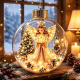 Acrylic Christmas Bell Ornament Decoration 3D Snow Globe Santa Snowman Ball Hanging Xmas Tree Pendant Christmas Party Decoration