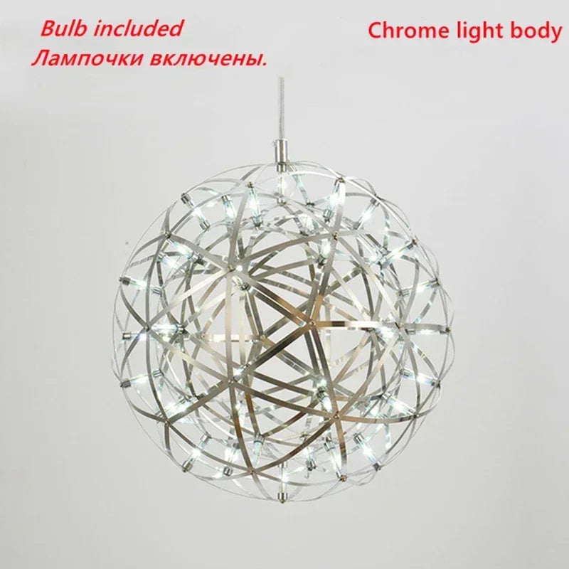 Modern Restaurant Chandelier Creative Personality Dandelion Art Spherical Nordic Fireworks Living Room Spark Ball Chandelier LED