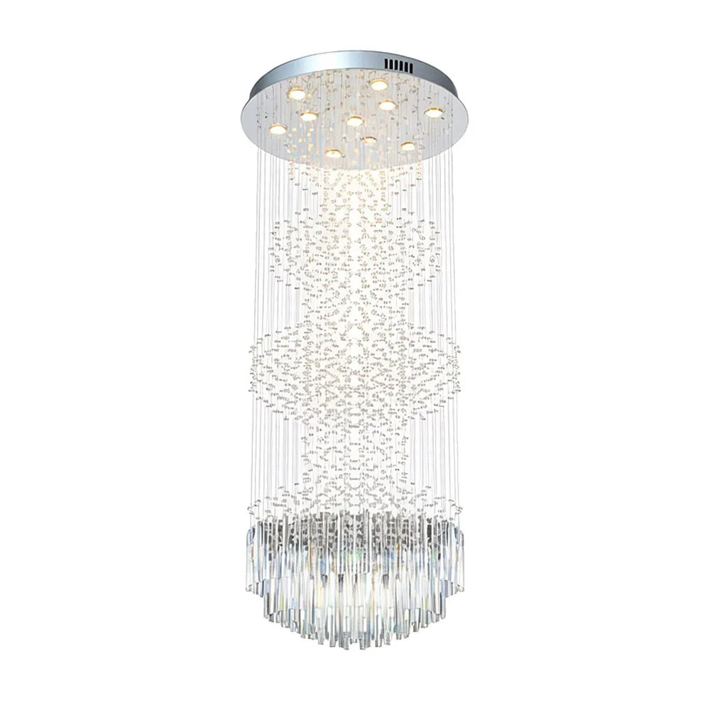 Modern Long Crystal Chandelier Flush Mount Ceiling Light for Duplex Villa Staircase Hotel Lobby Decoration