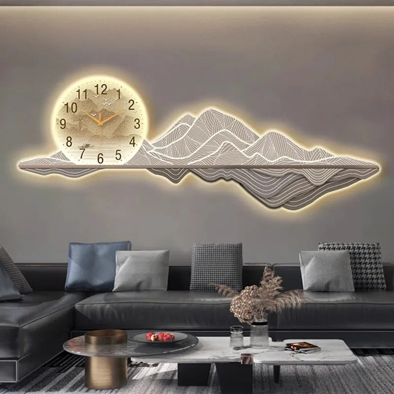 Living Room Wall Clocks Art Mural Luxury Led Big Size Aesthetic Wall Watch Minimalist Silent Reloj De Pared Home Decoration