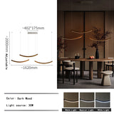 2026 Wood Arch Modern Long Pendant Light - Minimalist LED Dining Table Chandelier
