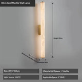 Spanish Natural Marble Wall Sconce Lamp - Cylindrical Up & Down LED Wall Light Fixture for Bathroom, Bedroom, Stairs & Parlor Decor