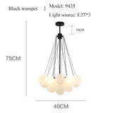 Nordic Frosted Glass Ball Chandelier for Dining Living Room Decoration Gold Black Bubble LED Pendant Lights Hanging Lamp