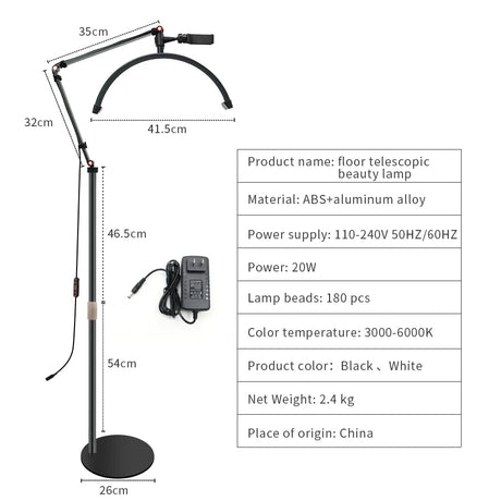 Modern 20W LED Moon Light Led Half Moon Beauty Lamp ring moon Floor Mounted Eyebrow Tattoo Beauty Salon Eyelash Extension Lamp