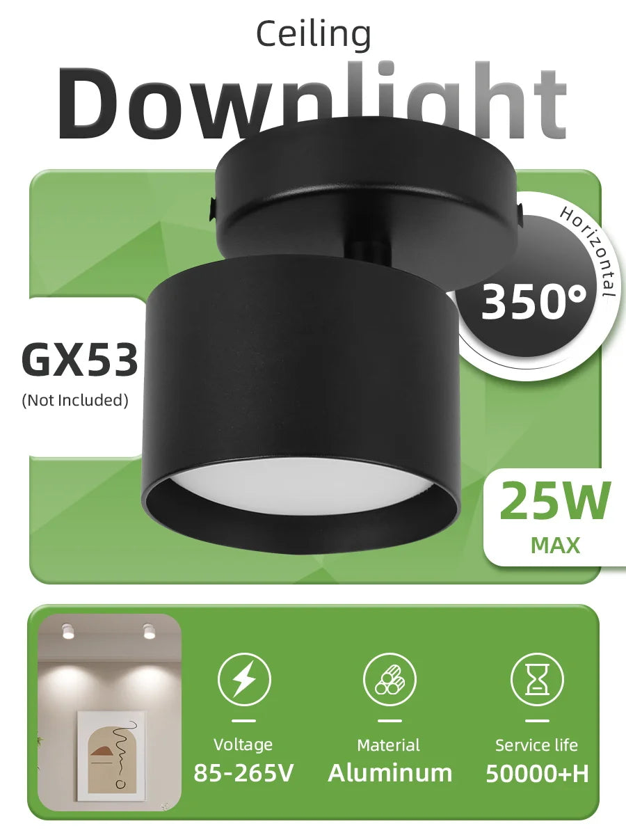 Indoor GX53 LED Spotlight Downlight - 220V Flush Mount Ceiling Lamp