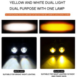 100W Motorcycle LED Fog Lights - Dual Color Auxiliary Driving Spotlights