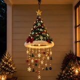 LED Santa Hat Hanging Light Christmas Hat Pendant Lamp with Tassel Bell Star Ornaments Xmas New Year Party Decoration Light