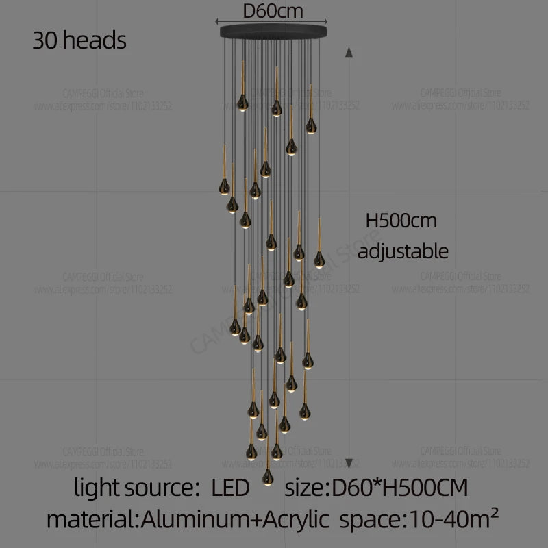 Minimalist Style LED Ppendent Lamp Double Layered Attic Chandelier Villa Staircase Pendant Light Living Room Kitchen Pendant