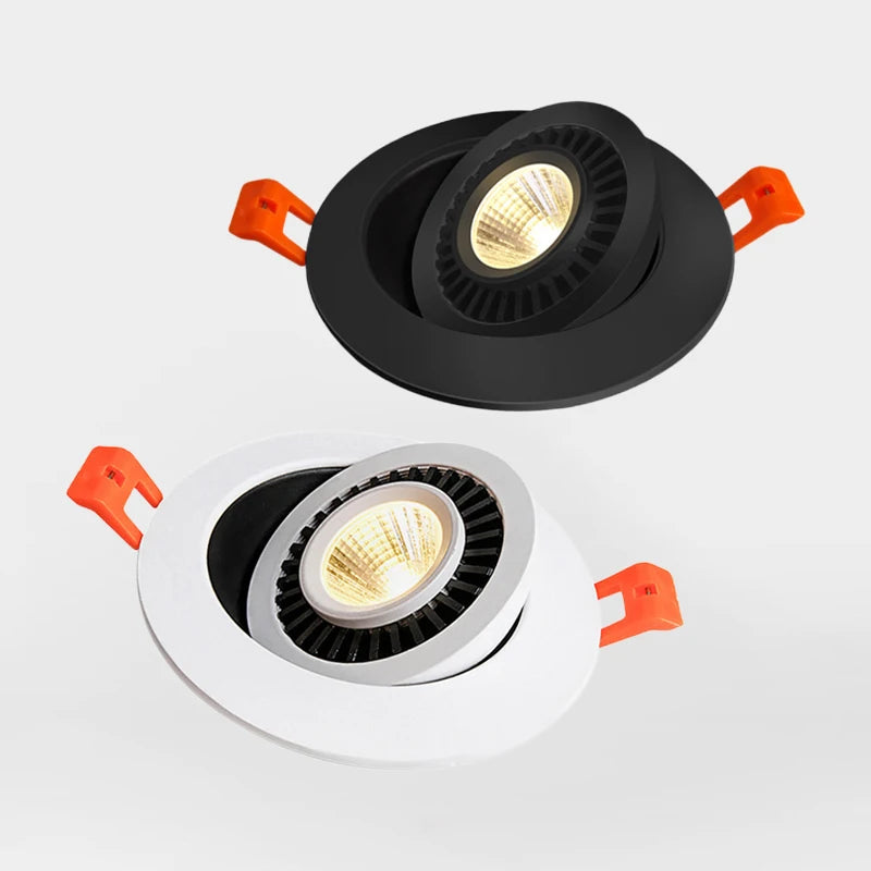 Dimmable Recessed COB LED Downlights 360° Rotating 9W 12W 15W 18W 20W 24W Ceiling SpotLights AC85~265V Lobby Living Room Bedroom