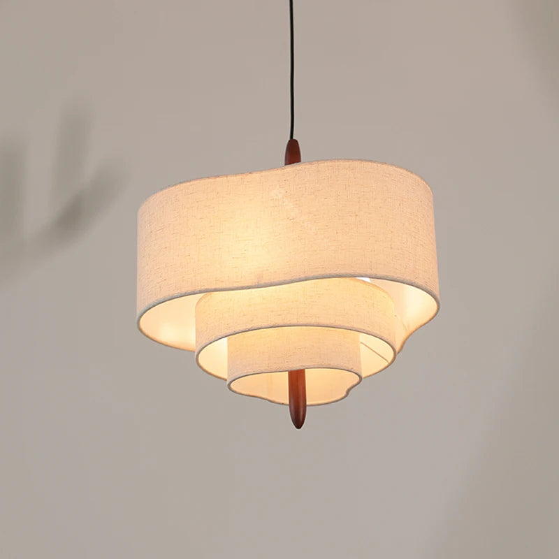 Nordic Minimalist Wabi Sabi Fabric Chandelier Living Dining Room Bedroom Pendant Light Home Indoor Lighting Hanging Lamp Fixture