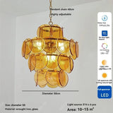 Round Glass Dining Table Lights for Bedroom Living Room French Modern LED Murano Glass Pendant Lights Bar Kitchen Restaurant