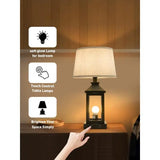 20.5in Black Farmhouse Touch Control Lamp, 3-Way Dimmable Nightstand Light with 2 Bulbs for Living Room, Bedroom, Office,