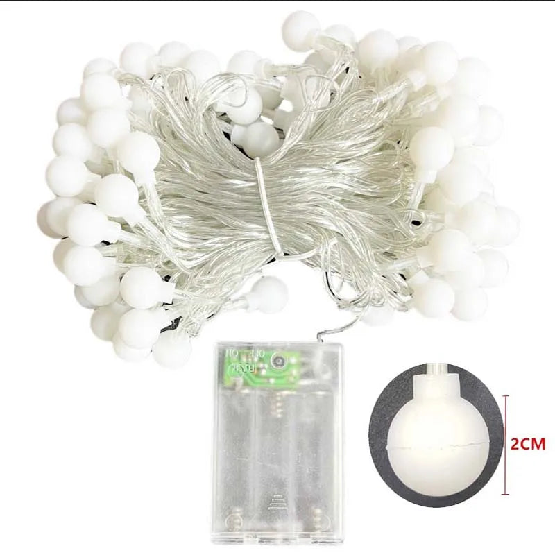 2M 5M 10M LED Fairy String Cherry Balls Lights Battery USB 220V 110V Operated Wedding Christmas Garland Outdoor Room Decoration